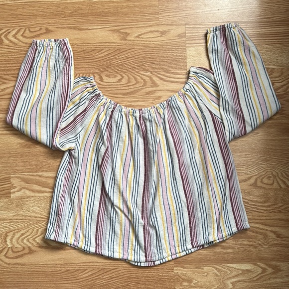 Gap off the shoulder long sleeve multi color striped blouse - Picture 6 of 6
